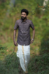 Grey Ikkat Kurta For Boys