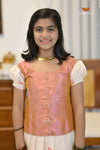 Onam Half White Thamarai Traditional Pattu Pavadai