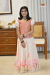 Onam Half White Thamarai Traditional Pattu Pavadai