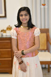 Onam Half White Thamarai Traditional Pattu Pavadai