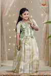 Green Tissue Coral Traditional Pattu Pavadai Set for Girls