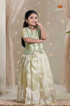 Green Tissue Coral Traditional Pattu Pavadai Set for Girls