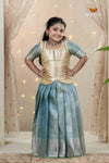 Tissue Coral Traditional Pattu Pavadai Set for Girls