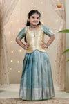Tissue Coral Traditional Pattu Pavadai Set for Girls