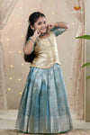 Tissue Coral Traditional Pattu Pavadai Set for Girls