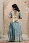 Tissue Coral Traditional Pattu Pavadai Set for Girls