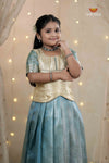 Tissue Coral Traditional Pattu Pavadai Set for Girls