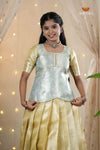 Yellow Tissue Coral Traditional Pattu Pavadai Set for Girls