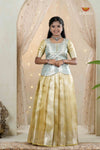 Yellow Tissue Coral Traditional Pattu Pavadai Set for Girls