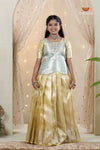Yellow Tissue Coral Traditional Pattu Pavadai Set for Girls