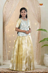 Yellow Tissue Coral Traditional Pattu Pavadai Set for Girls