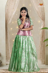 Tissue Hibiscus Traditional Pattu Pavadai Set for Girls