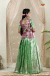 Tissue Hibiscus Traditional Pattu Pavadai Set for Girls