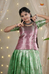 Tissue Hibiscus Traditional Pattu Pavadai Set for Girls