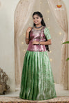 Tissue Hibiscus Traditional Pattu Pavadai Set for Girls