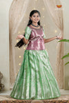 Tissue Hibiscus Traditional Pattu Pavadai Set for Girls