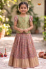 Peach Yellow Crush EMB Traditional Pattu Pavadai Sets