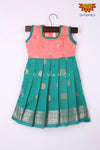 Girl Green Brocade Rose Baby Frock 