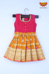 Girl Yellow Banarasi Patola Baby Frock 