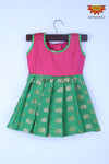 Girl Green Banarasi Flower Baby Frock 