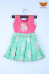 Girl Green Brocade Rose Baby Frock 