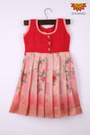 Girls Pink Digital Print Rose Baby Frock 
