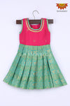 Girl Green Peacock Patola Baby Frock 