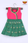 Girl Green Bhagalpuri JKD Baby Frock 