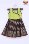 Girl Brown Floral Strip Baby Frock 