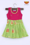 Girl Green Manipuri Ladder Baby Frock 