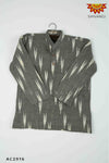 Boys Black and White Ikkat Kurta