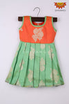 Girl Brocade Rose Green Baby Frock 