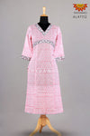 Girls Pink Cotton Block Print Kurti 