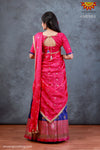 Girls Blue Peacock Patola Langa Half saree 