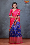 Girls Blue Peacock Patola Langa Half saree 