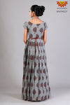 Girls Grey Cotton Pine Tree Long Gown 