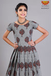 Girls Grey Cotton Pine Tree Long Gown 