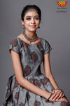 Girls Grey Cotton Pine Tree Long Gown 