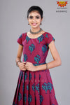 Girls Megenta Cotton Pine Tree Long Gown 
