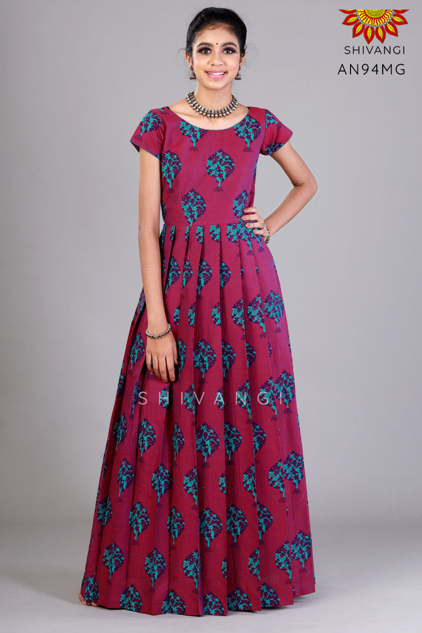 Yellow Party Wear Cotton Gown With Koti  Latest Kurti Designs