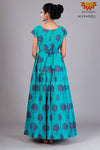 Girls Blue Cotton Pine Tree Long Gown 