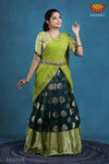 Teenage Girls Green Tree Motif Half Saree | Langa Davani 