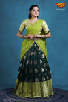 Teenage Girls Green Tree Motif Half Saree | Langa Davani 