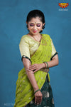 Teenage Girls Green Tree Motif Half Saree | Langa Davani 