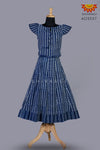 Girls Ink Blue Block Print Lehenga with Dupatta 