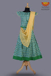 Girls Green Block Print Lehenga with Dupatta 