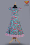 Girls Green Block Print Lehenga with Dupatta 