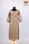 Light Brown Linen Kurti For Girls 