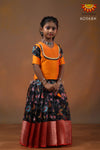 Girls Black Organza Floral Creeper Pattu pavadai 