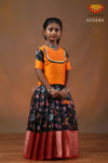 Girls Black Organza Floral Creeper Pattu pavadai 